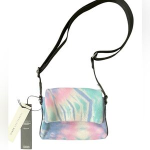 AIMEE KESTENBERG Leather Broadway Mini Crossbody Bag / Shoulder Purse Tie Dye